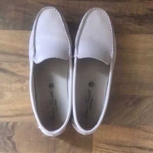 Pink leather loafers